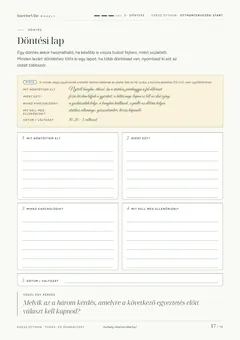 Az Otthontervezési START munkafüzet 17. oldala: Döntési lap