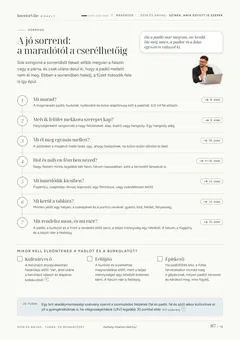 A Színek, amik együtt is szépek munkafüzet 7. oldala: A jó sorrend: a maradótól a cserélhetőig