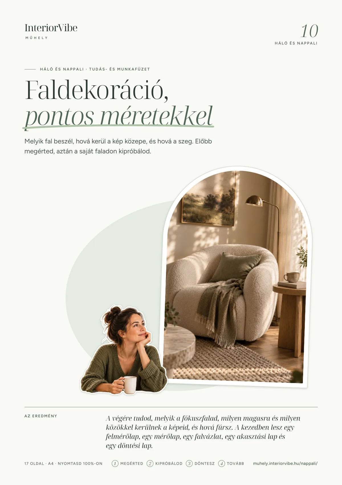 A Faldekoráció, pontos méretekkel munkafüzet borítója