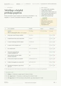 A Faldekoráció, pontos méretekkel munkafüzet 11. oldala: Mérőlap: a képfal próbája papíron